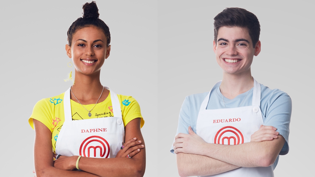 Daphne e Eduardo voltam ao MasterChef após seis anos. Crédito: Divulgação/Band