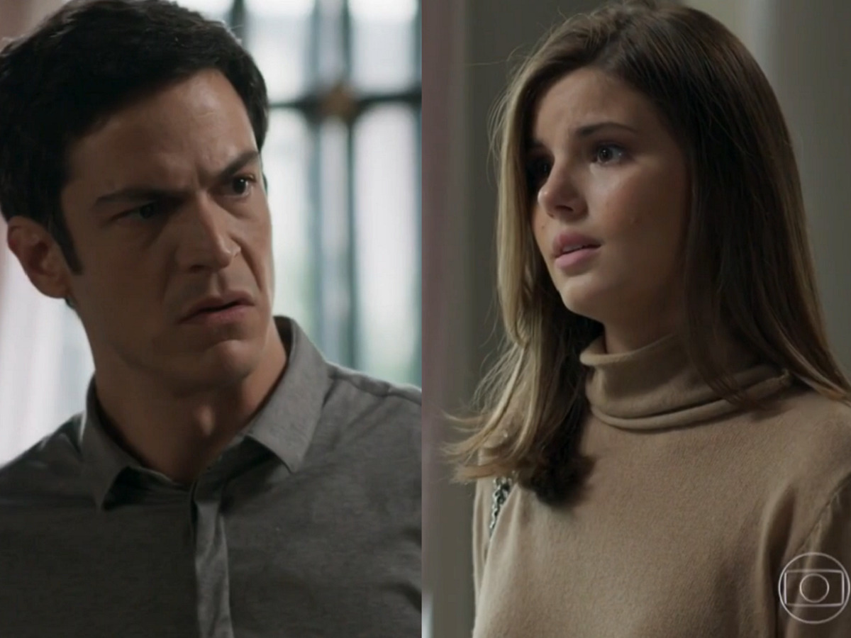 Eric (Mateus Solano) e Luiza (Camila Queiroz) em Pega Pega