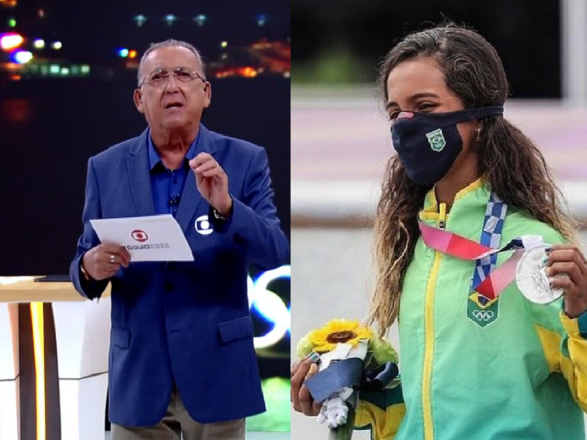 Galvão Bueno e Rayssa Leal