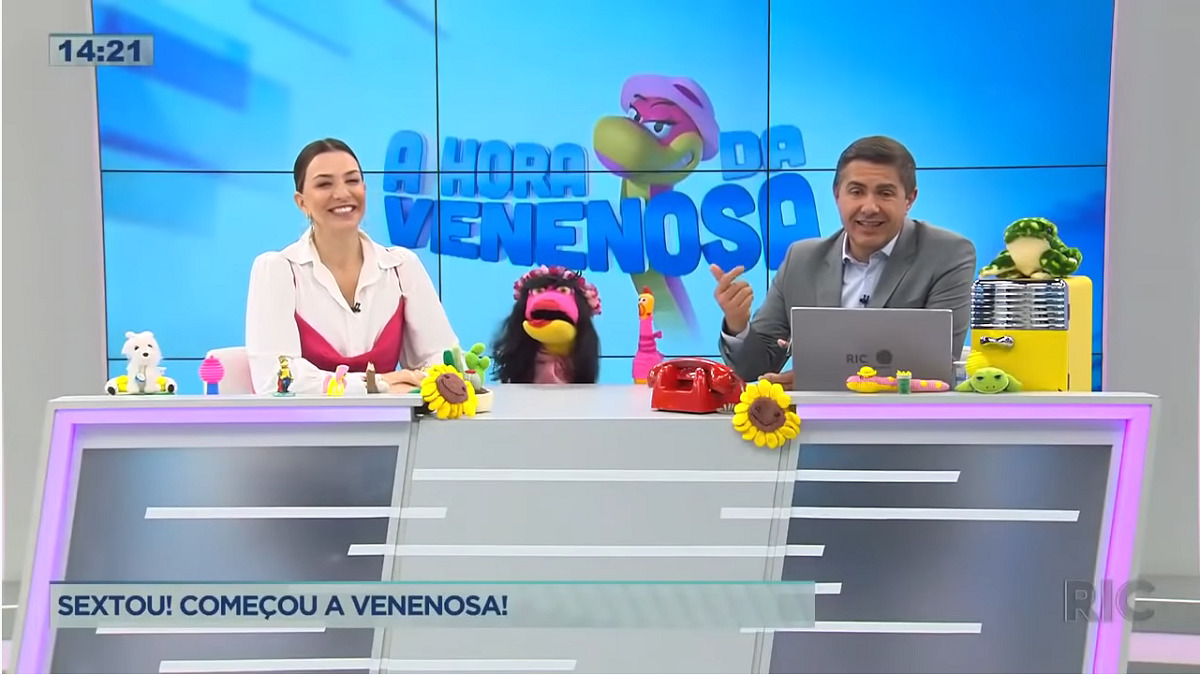 Jasson Goulart e Cecilia Comel no quadro A Hora da Venenosa