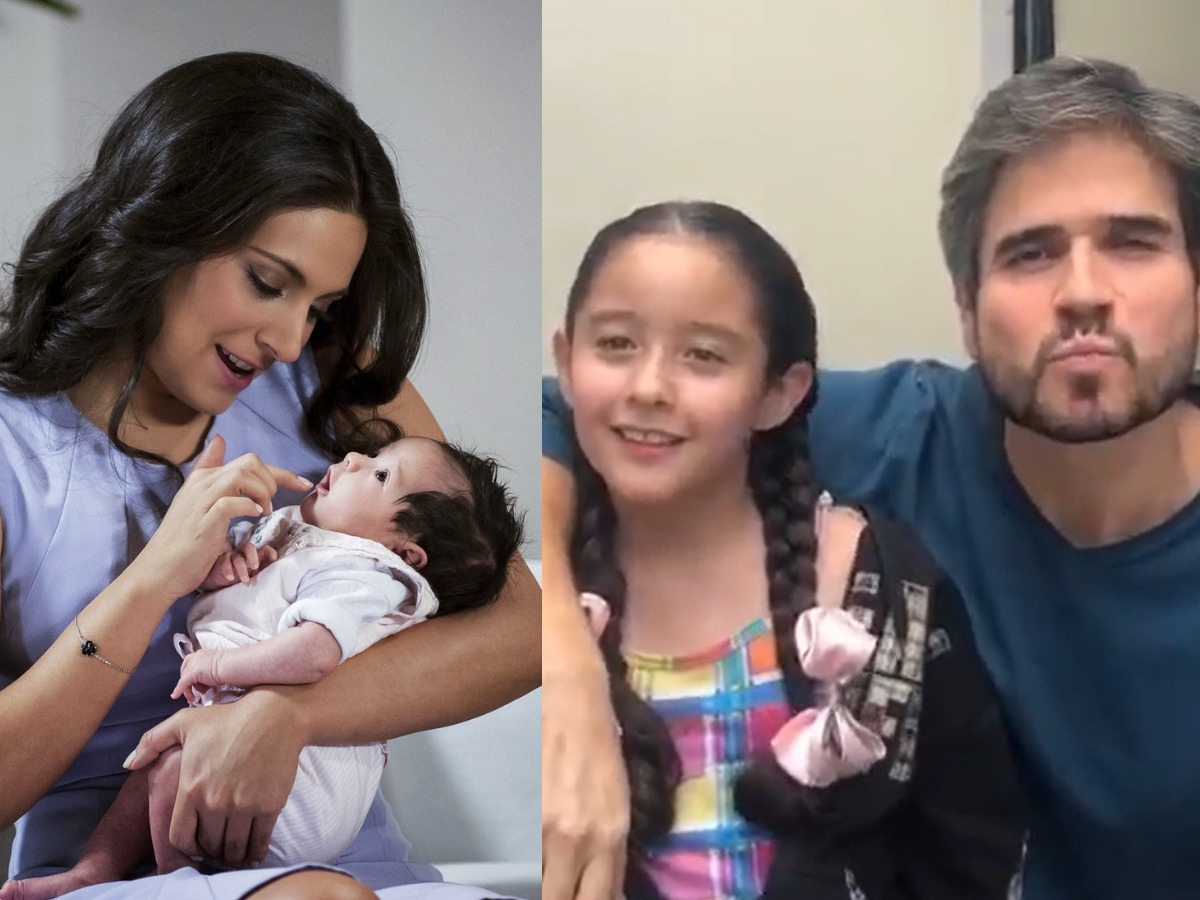 Ámbar como Lupita no colo de Ana Brenda Contreras em Coração Indomável e, hoje, ao lado de Daniel Arenas (Reprodução)