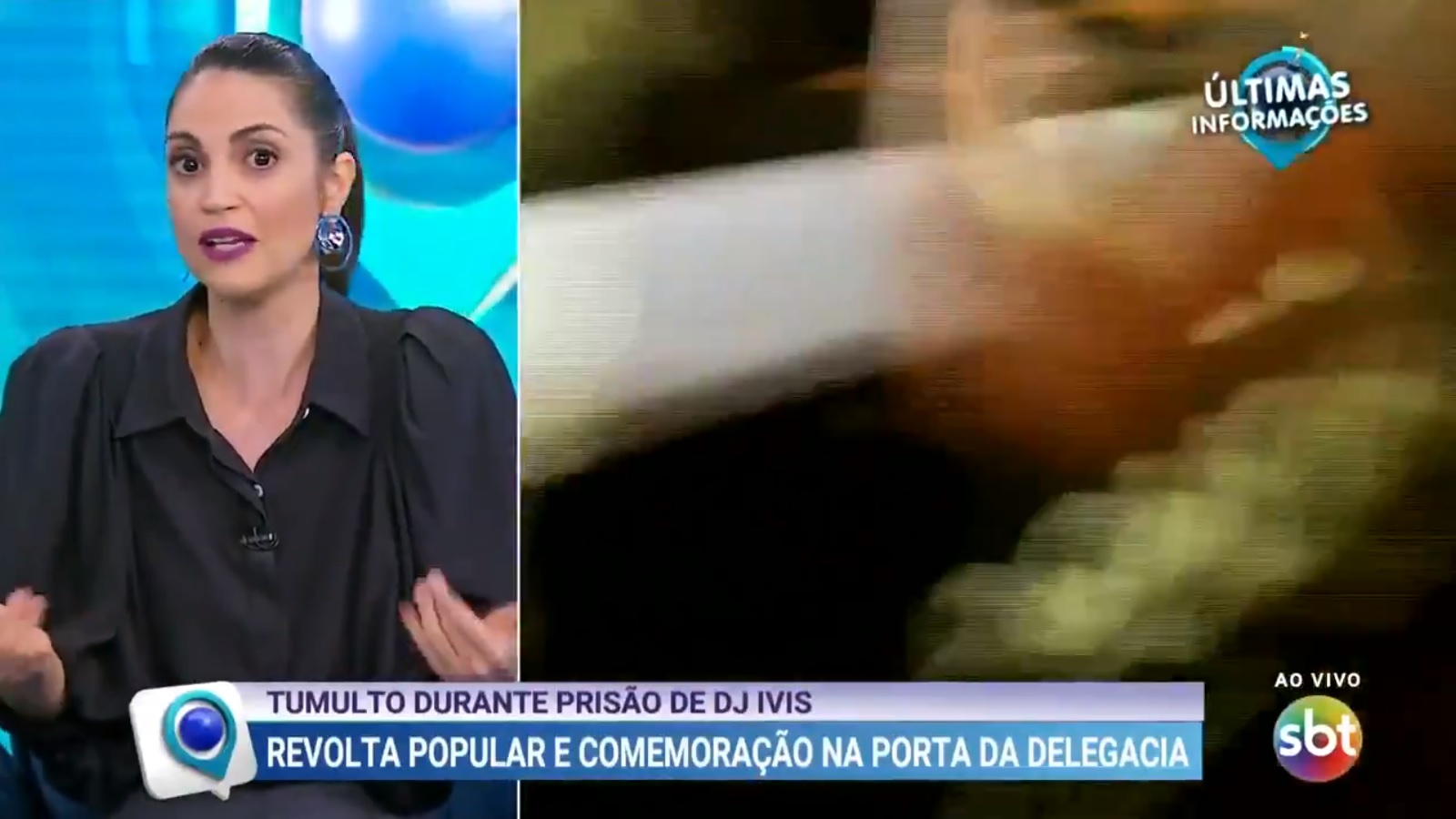 Chris Flores no Fofocalizando durante cobertura da prisão do DJ Ivis
