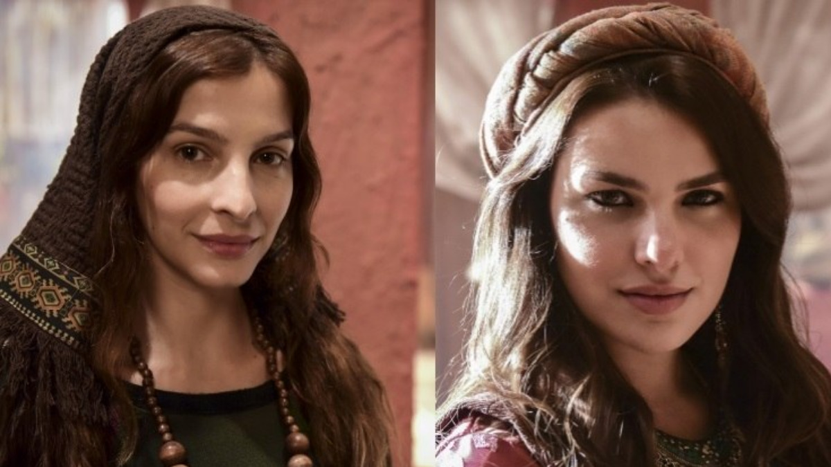Lia (Michelle Batista) e Raquel (Thaís Melchior) em Gênesis (Reprodução/Record TV)