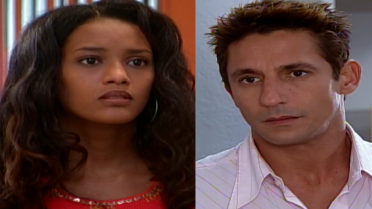 Preta (Taís Araújo) e Kaíke (Tuca Andrada) em Da Cor do Pecado (Reprodução/Globo)