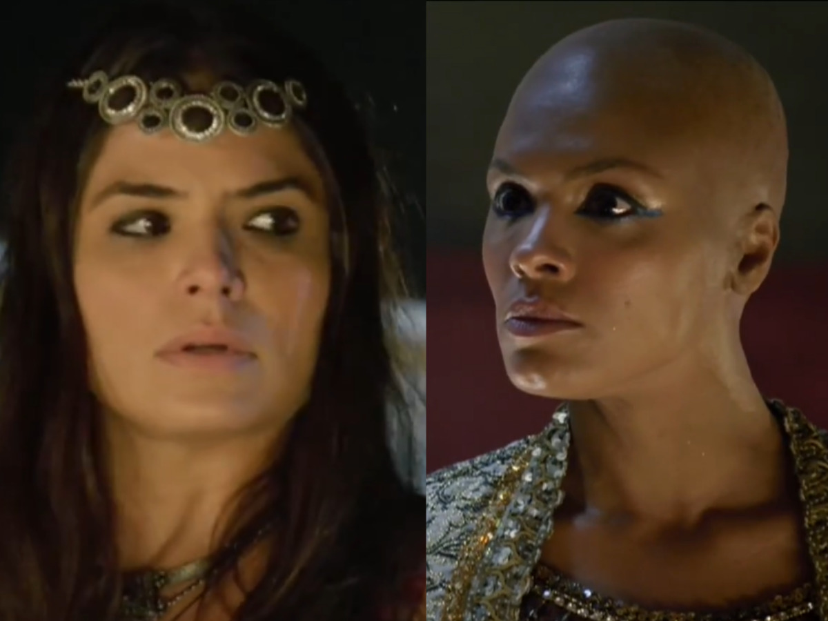 Basemate (Paula Jubé) e Maalate (Lidi Lisboa) em Gênesis (Reprodução/Record TV)
