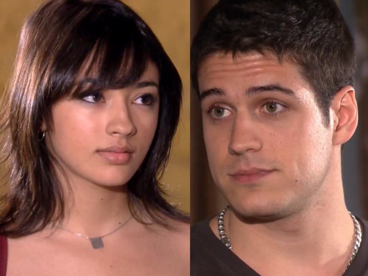 Gabi (Carolina Oliveira) e Pedro (Marco Pigossi) em Ti Ti Ti (Reprodução/Globo)
