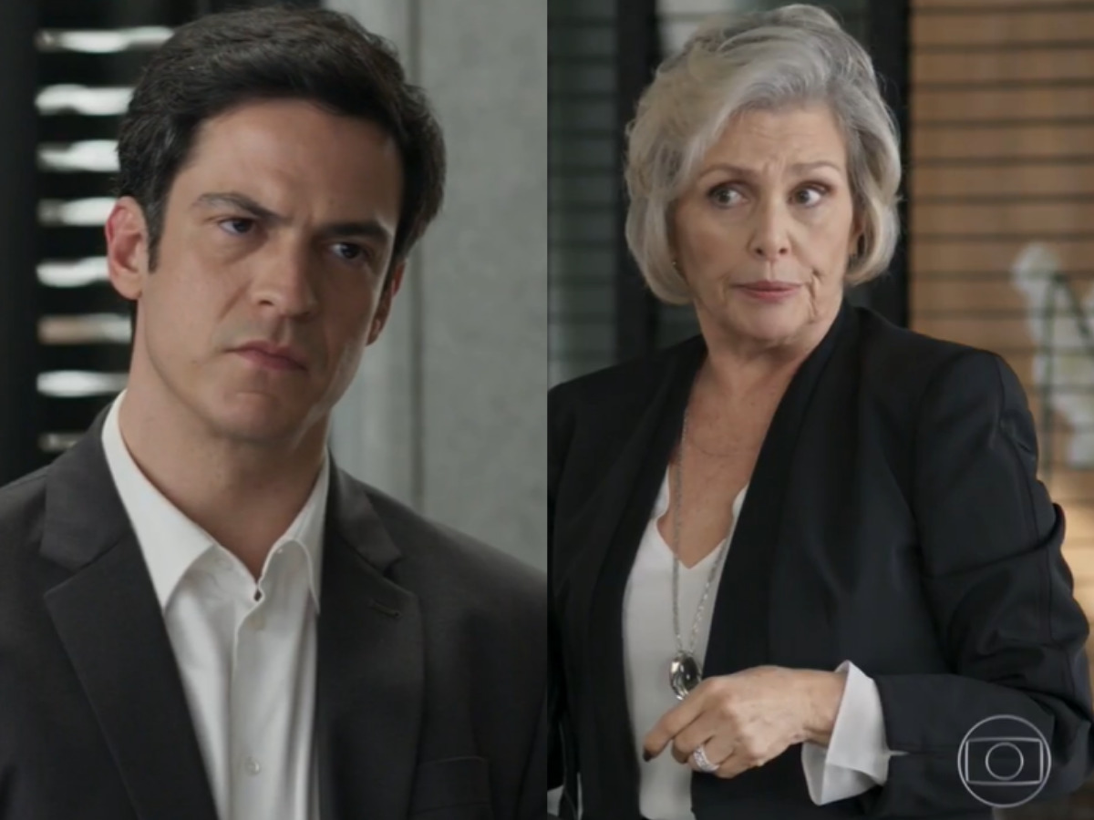 Eric (Mateus Solano) e Sabine (Irene Ravache) em Pega Pega (Reprodução/Globo)
