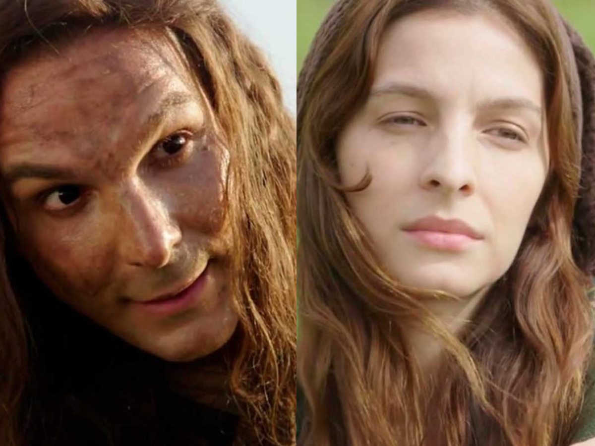 Lúcifer (Igor Rickli) e Lia (Michelle Batista) em Gênesis (Reprodução/Record TV)