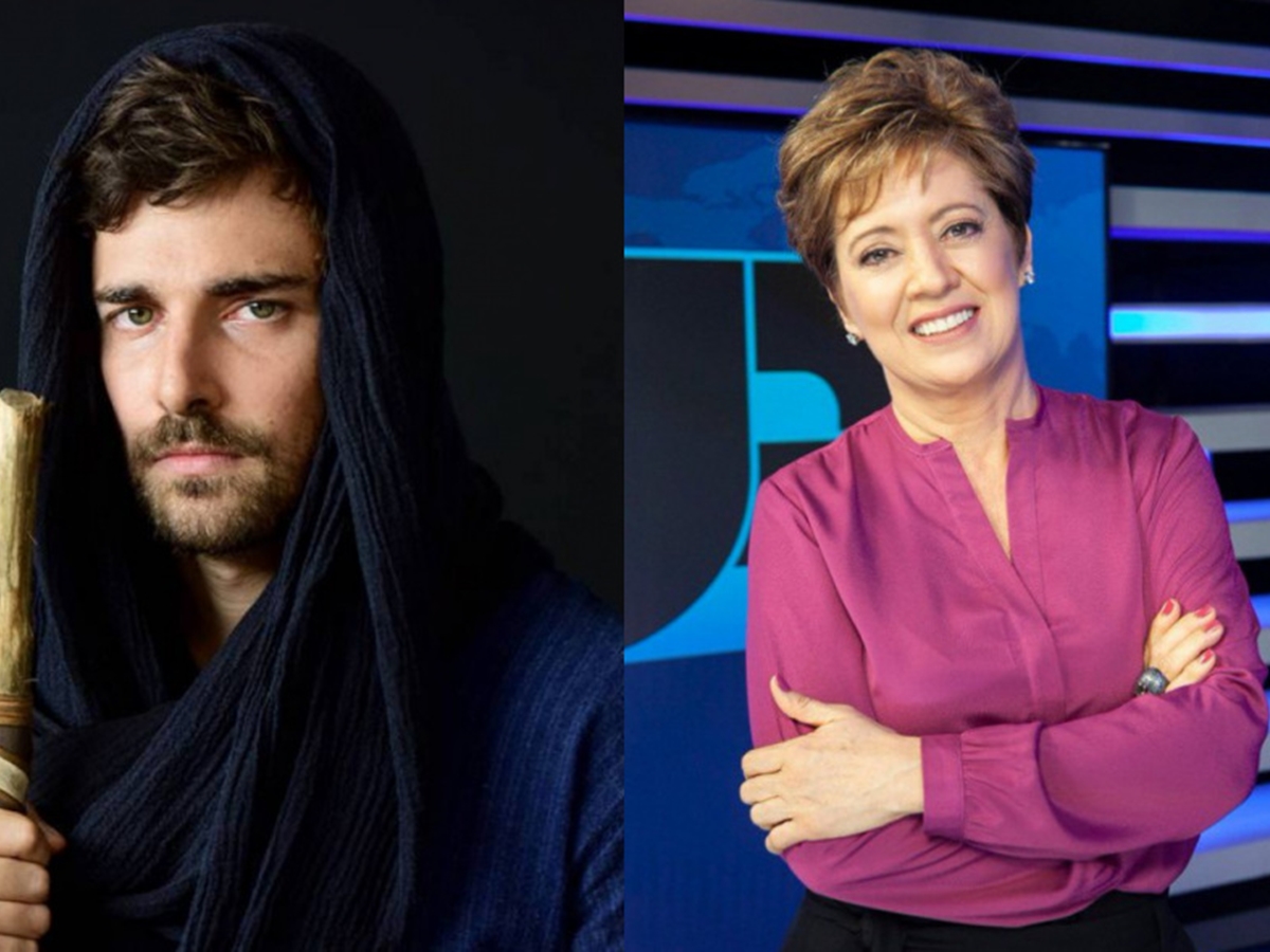 Jacó (Miguel Coelho) de Gênesis e Christina Lemos no Jornal da Record