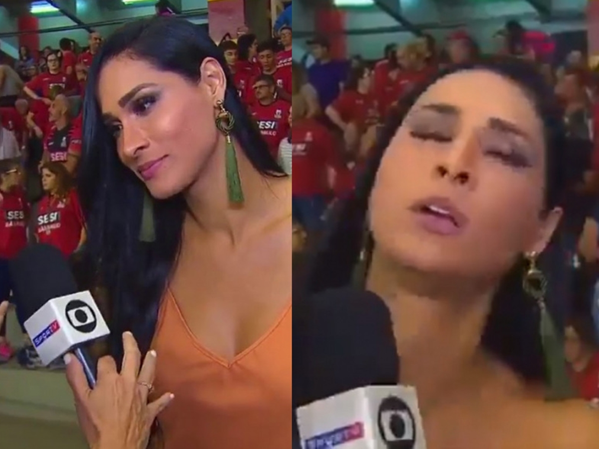 Jaqueline, do vôlei, durante entrevista ao SporTV