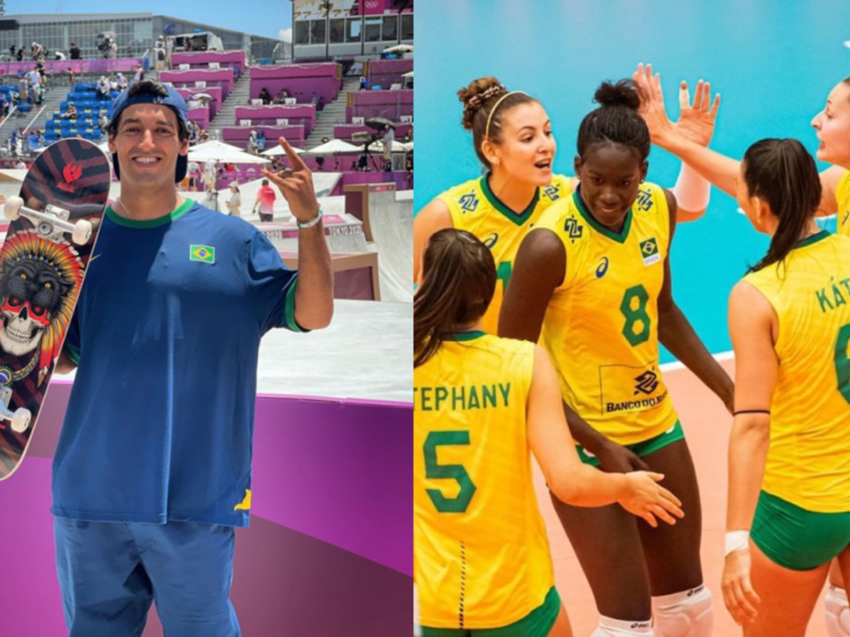 Kelvin Hoefler, do skate, e seleção brasileira feminina de vôlei