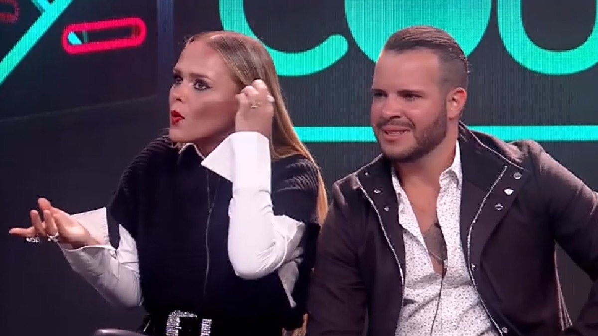 Nina Cachoeira e Filipe Duarte no Power Couple (Reprodução/PlayPlus)