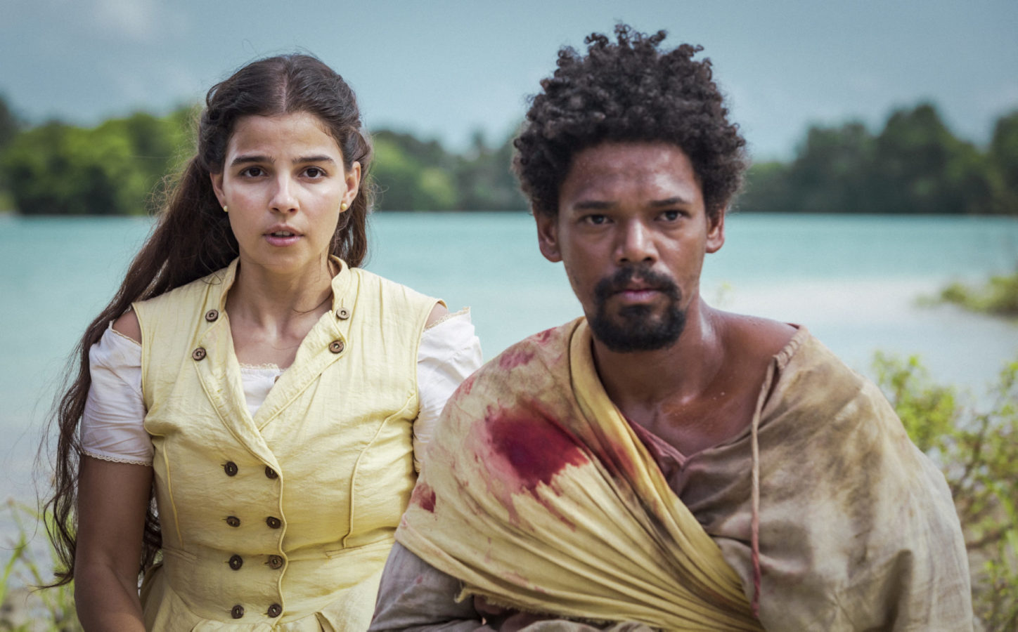 O primeiro encontro de Pilar (Gabriela Medvedovski) e Jorge ( Michel Gomes) em Nos Tempos do Imperador (Divulgação)