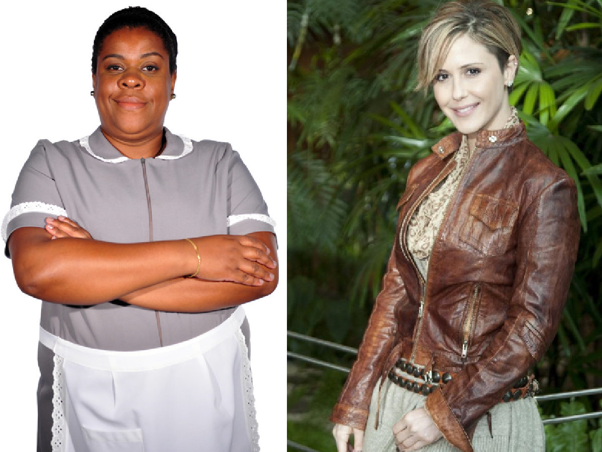 Fátima (Cacau Protásio, à esquerda) e Luísa (Guilhermina Guinle, à direita) em Ti-Ti-Ti (Divulgação/Globo)