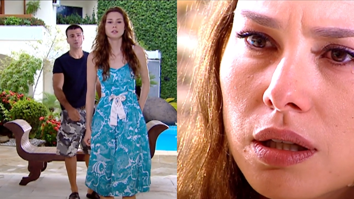 Lopo (Leonardo Vieira) e Clarice (Lavínia Vlasak) em cena de Prova de Amor (Reprodução: Record TV)