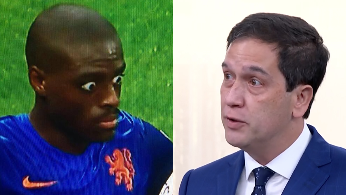 Foto do jogador Bruno Martins Indi, da seleção da Holanda, usada como avatar do perfil Legadão da Massa no Twitter; à direita, o jornalista Walace Lara