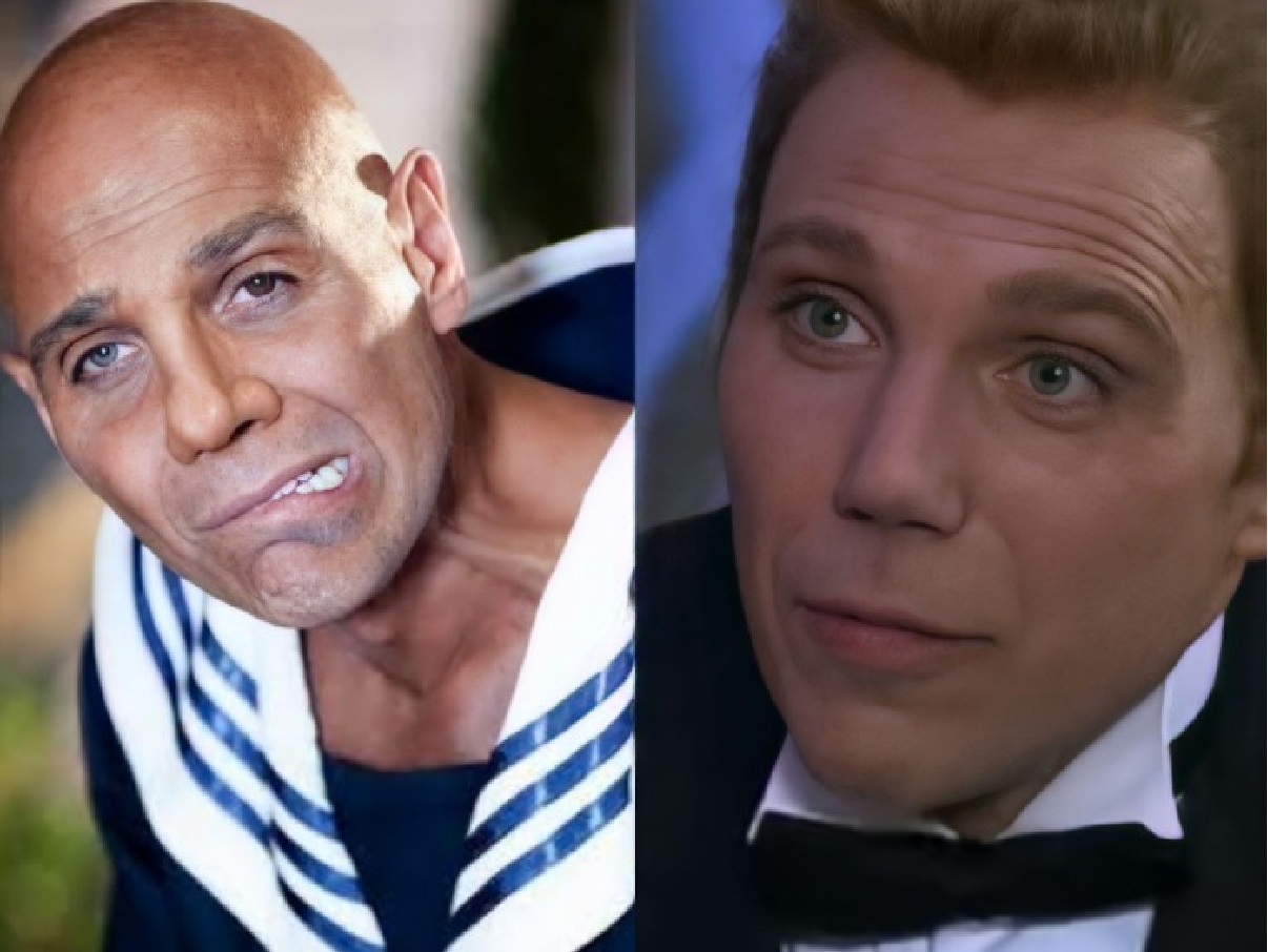 Teobaldo (Manuel Landeta) se transforma em Ângelo Alferes (Manuel Landeta) em Coração Indomável (Reprodução/Televisa)