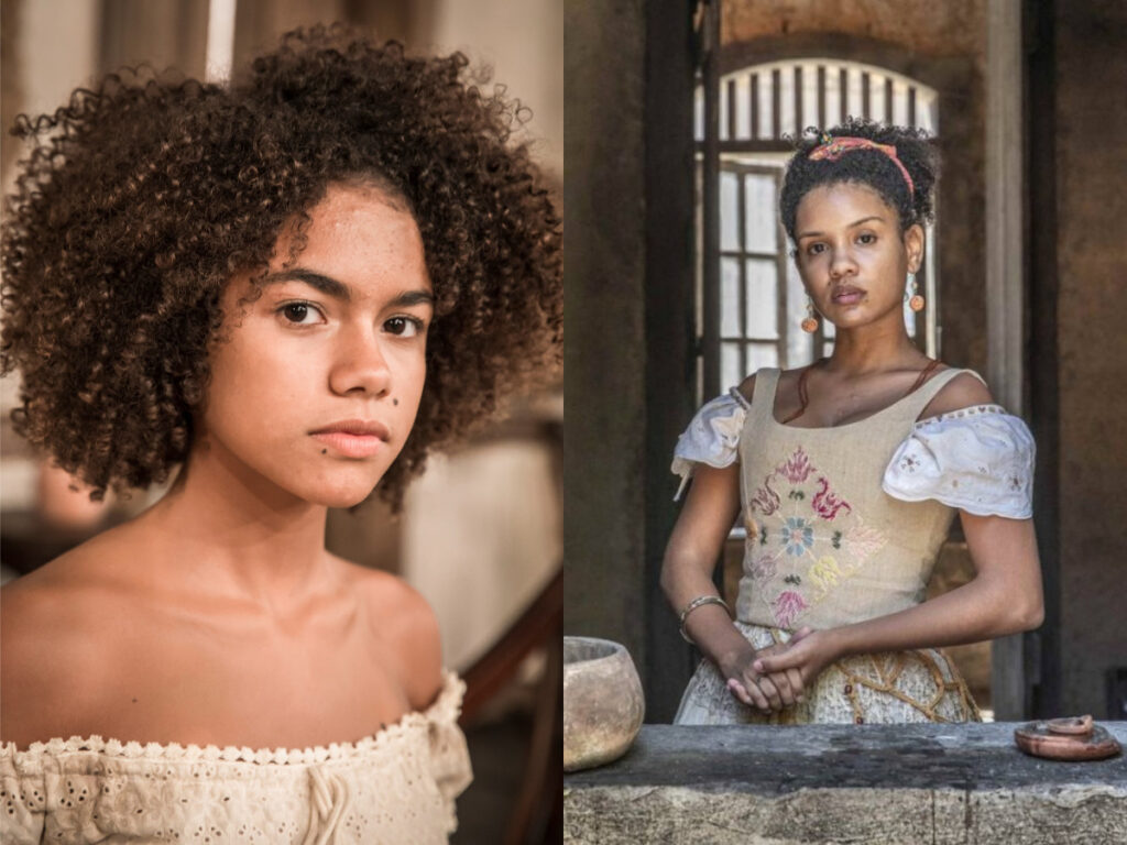 Alana Cabral e Heslaine Vieira são Zayla em Nos Tempos do Imperador (Globo - João Miguel Júnior)