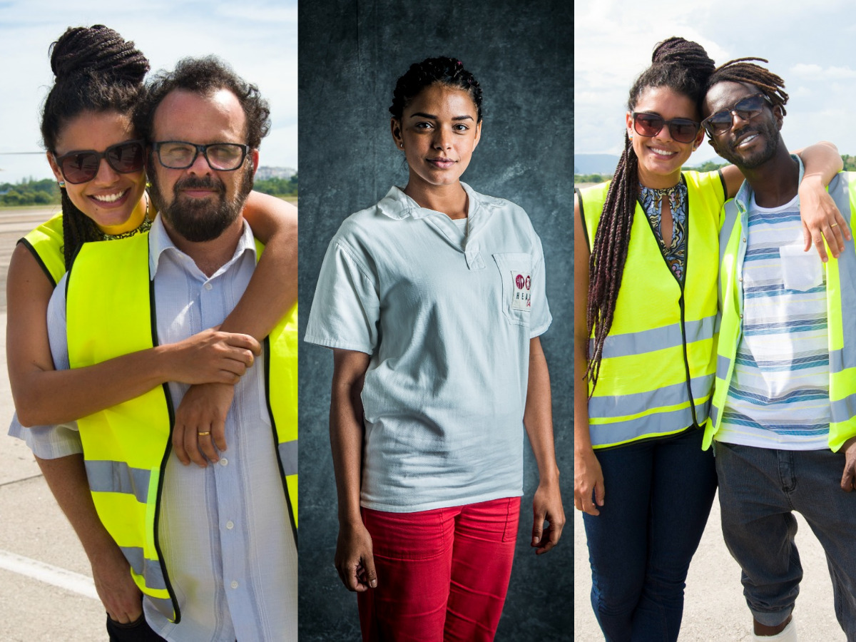 Atriz Kizi Vaz nos bastidores de Ilha de Ferro (Créditos das fotos Globo / Raquel Cunha e Globo / César Alves)