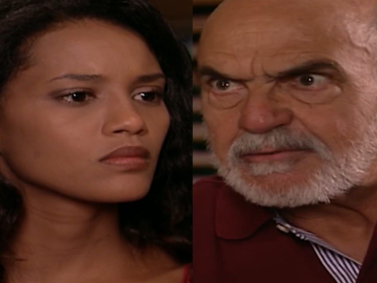 Preta (Taís Araújo) e Afonso (Lima Duarte) em Da Cor do Pecado (Reprodução/Globo)