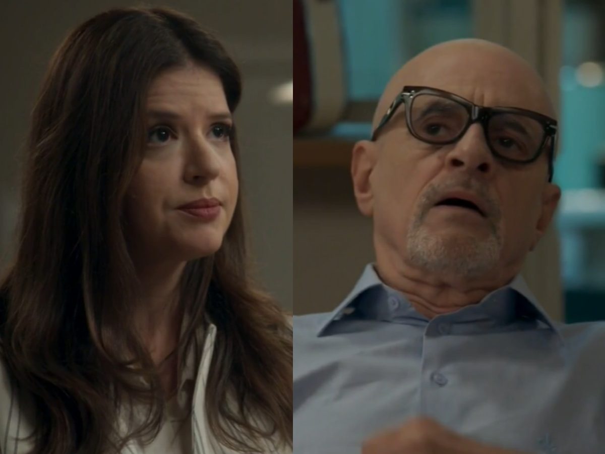 Maria Pia (Mariana Santos) e Pedrinho (Marcos Caruso) em Pega Pega (Reprodução/Globo)