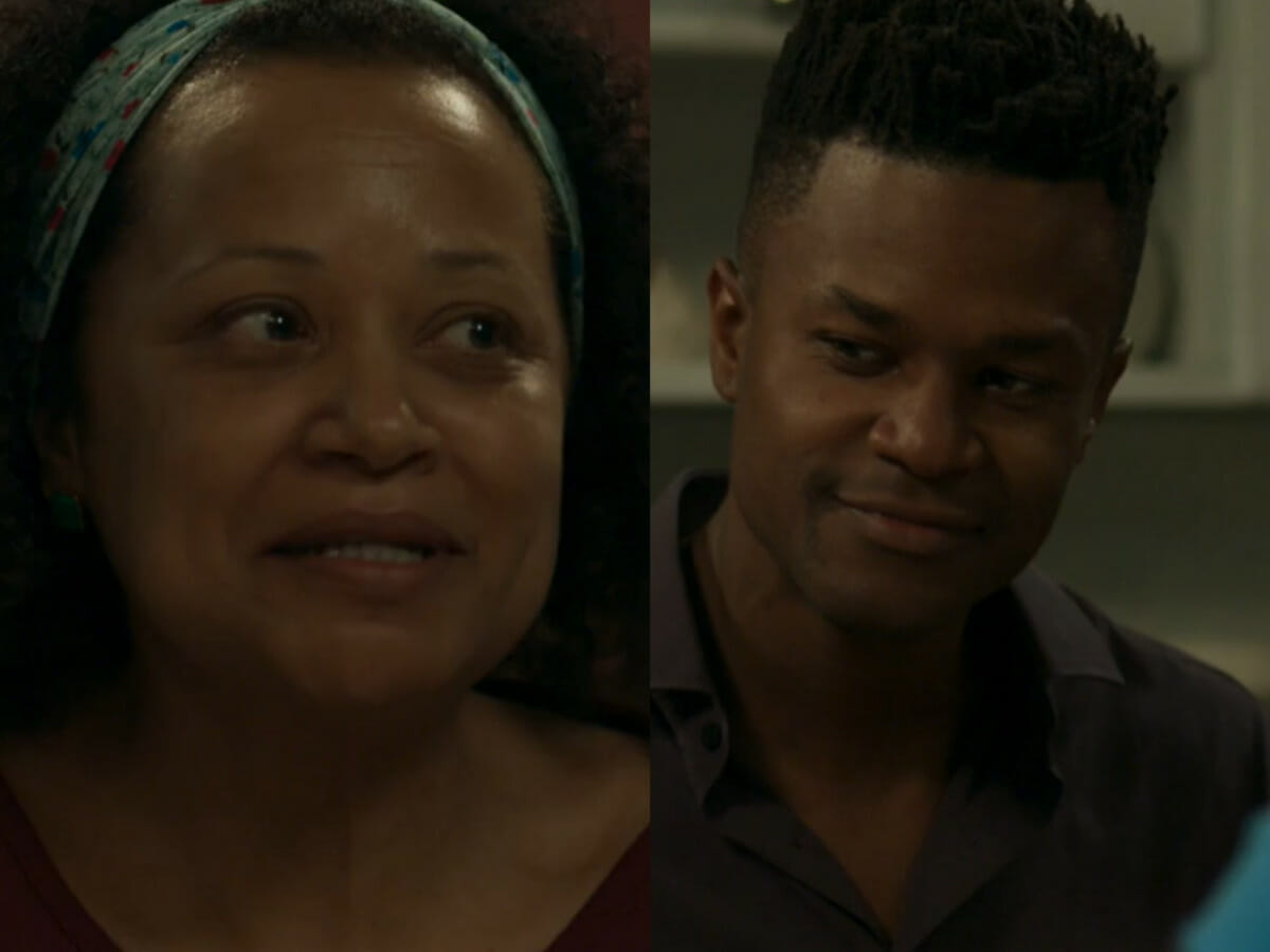 Madalena (Virgínia Rosa) e Dom (David Junior) em Pega Pega (Reprodução/Globo)