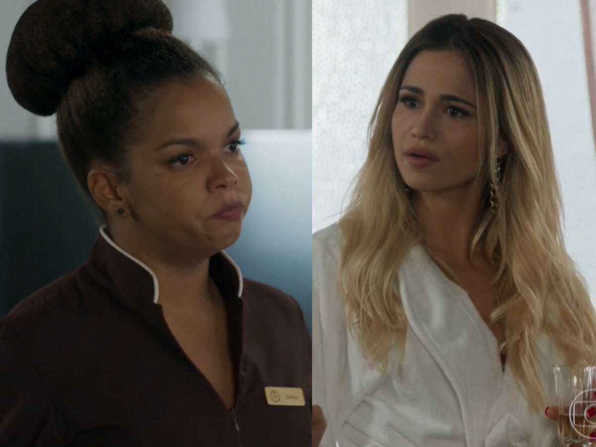 Tânia (Jeniffer Nascimento) e Sandra Helena (Nanda Costa) em Pega Pega (Reprodução/Globo)