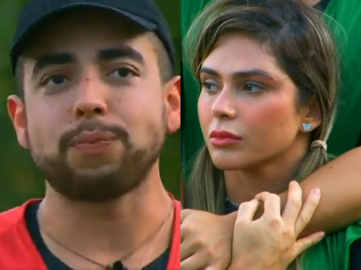 Lucas Selfie e Nadja Pessoa na Ilha Record (Reprodução/Record TV)