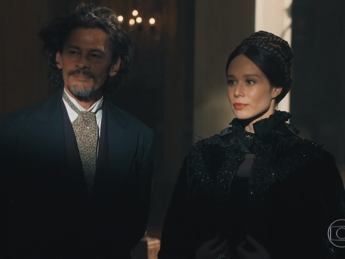 Eugênio (Thierry Trémouroux) e Luísa (Mariana Ximenes) de Nos Tempos do Imperador