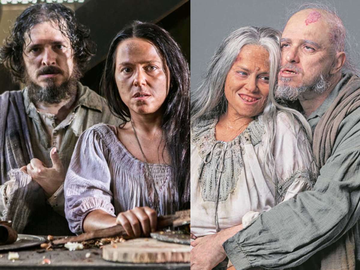 Germana (Vivianne Pasmanter) e Licurgo (Guilherme Piva) em Novo Mundo e Nos Tempos do Imperador