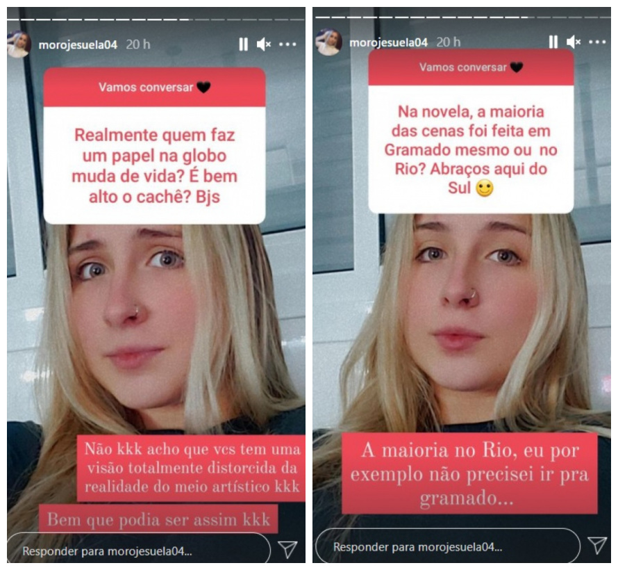Jesuela Moro respondeu perguntas de seguidores na web