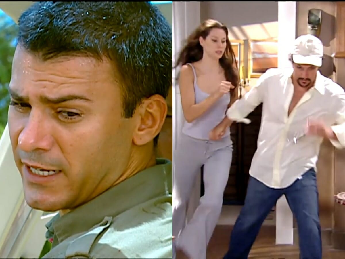 Lopo (Leonardo Vieira), Clarice (Lavínia Vlasak) e Daniel (Marcelo Serrado) de Prova de Amor
