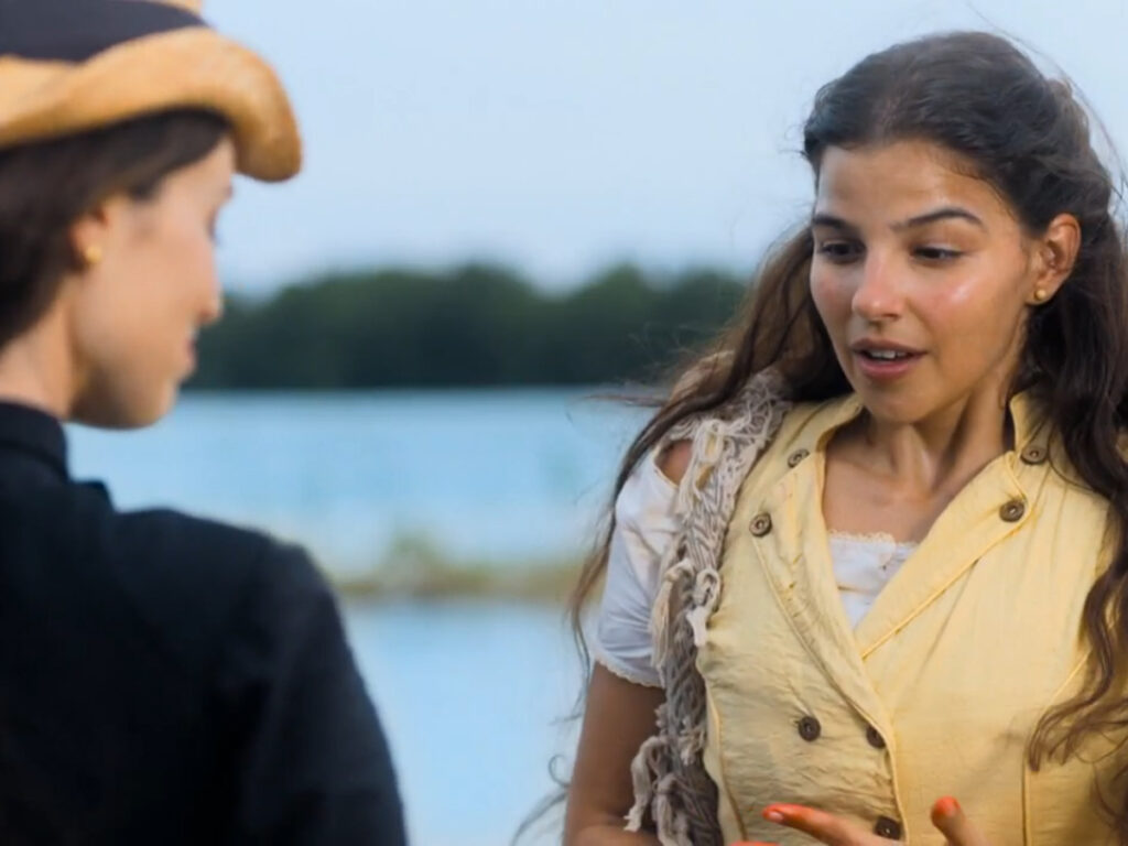 Lu&iacute;sa (Mariana Ximenes) e Pilar (Gabriela Medvedovski) em Nos Tempos do Imperador