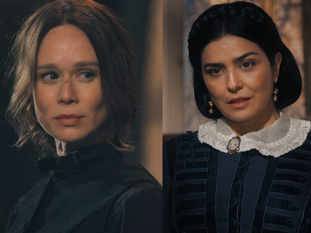 Luísa (Mariana Ximenes) e Teresa Cristina (Letícia Sabatella) em Nos Tempos do Imperador