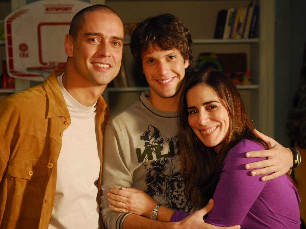 Marcello Antony, Gustavo Leão e Glória Pires em Paraíso Tropical (Divulgação)