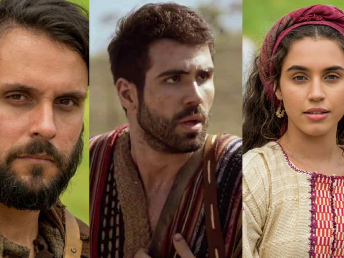 Rúben (Felipe Cunha), José (Juliano Laham) e Diná (Giovanna Coimbra) de Gênesis