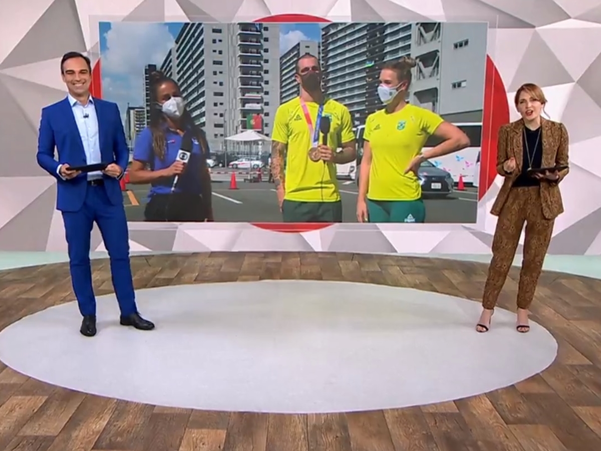 Tadeu Schmidt e Poliana Abritta no Fantástico