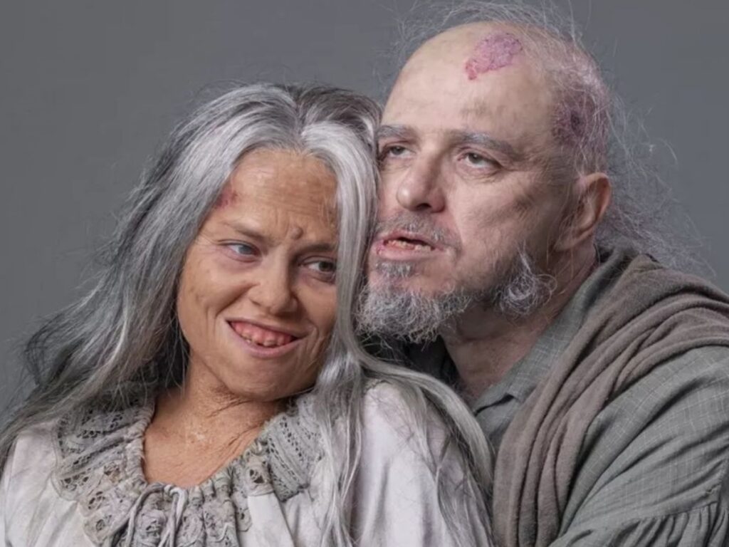 Germana (Vivianne Pasmanter) e Licurgo (Guilherme Piva), em Nos Tempos do Imperador