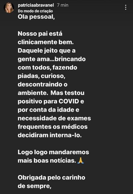 Mensagem de Patrícia Abravanel sobre Silvio Santos