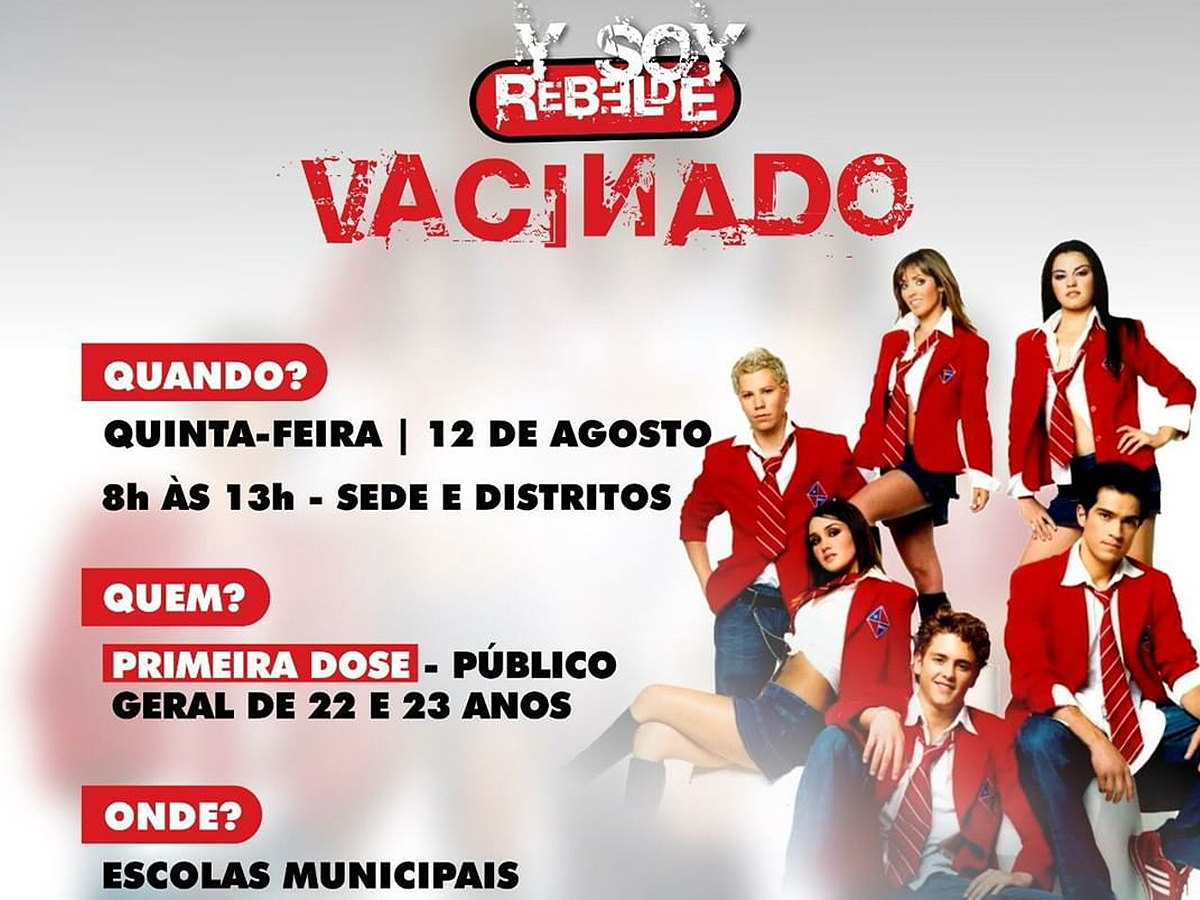 Prefeitura de Sobral (CE) usa foto da novela Rebelde para divulgar vacinação contra Covid-19