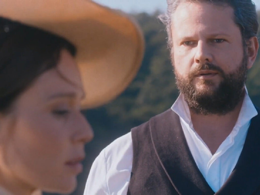Luísa (Mariana Ximenes) e Pedro (Selton Mello) em Nos Tempos do Imperador (Reprodução/Globo)