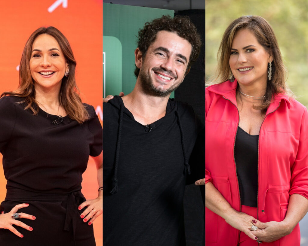 Maria Beltr&atilde;o, Felipe Andreoli e Renata Ceribelli