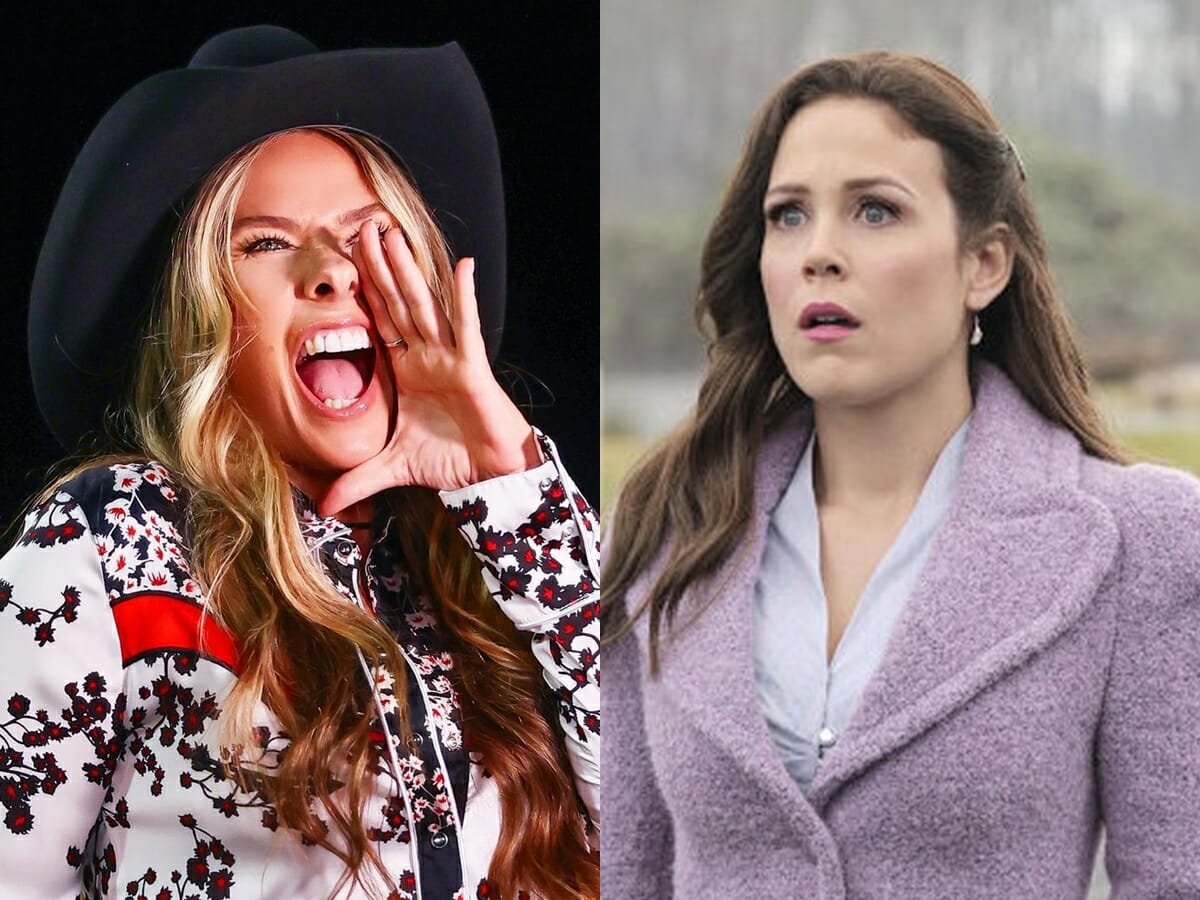 Adriane Galisteu e a atriz Erin Krakow da série Quando Chama o Coração (Reprodução/Montagem Observatório da TV)