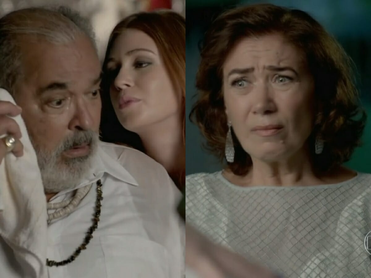 Antoninho (Roberto Bonfim), Maria Isis (Marina Ruy Barbosa) e Maria Marta (Lilia Cabral) de Império