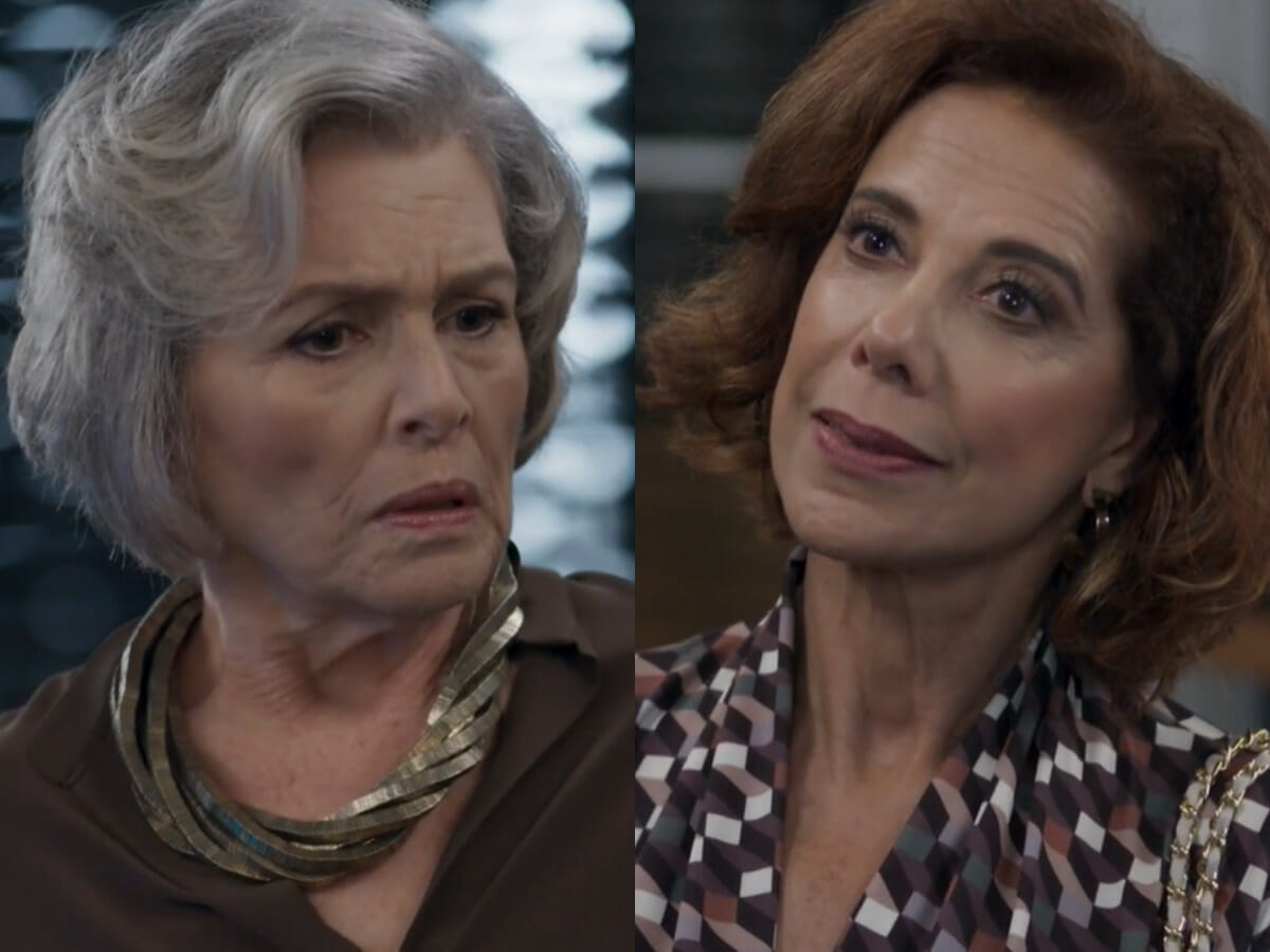 Sabine (Irene Ravache) e Lígia (Angela Vieira) em Pega Pega (Reprodução/Globo)