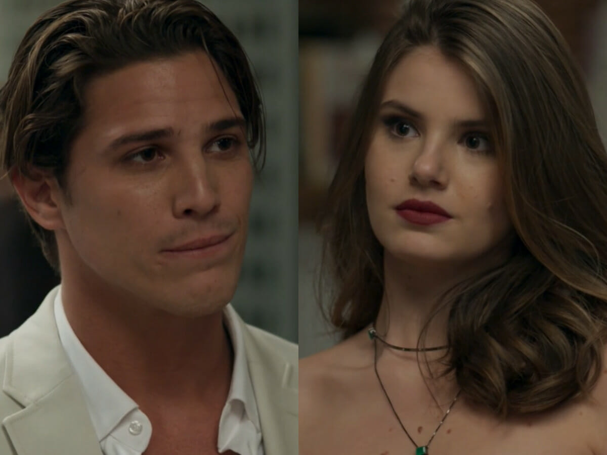 Lourenço (Rômulo Neto) e Luíza (Camila Queiroz) em Pega Pega (Reprodução/Globo)