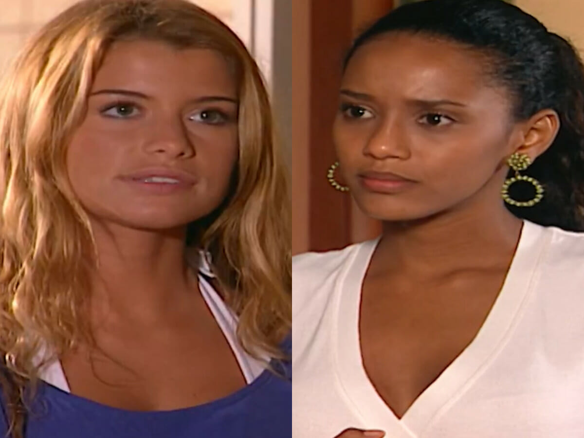 Moa (Alinne Moraes) e Preta (Taís Araújo) em Da Cor do Pecado (Reprodução/Globo)