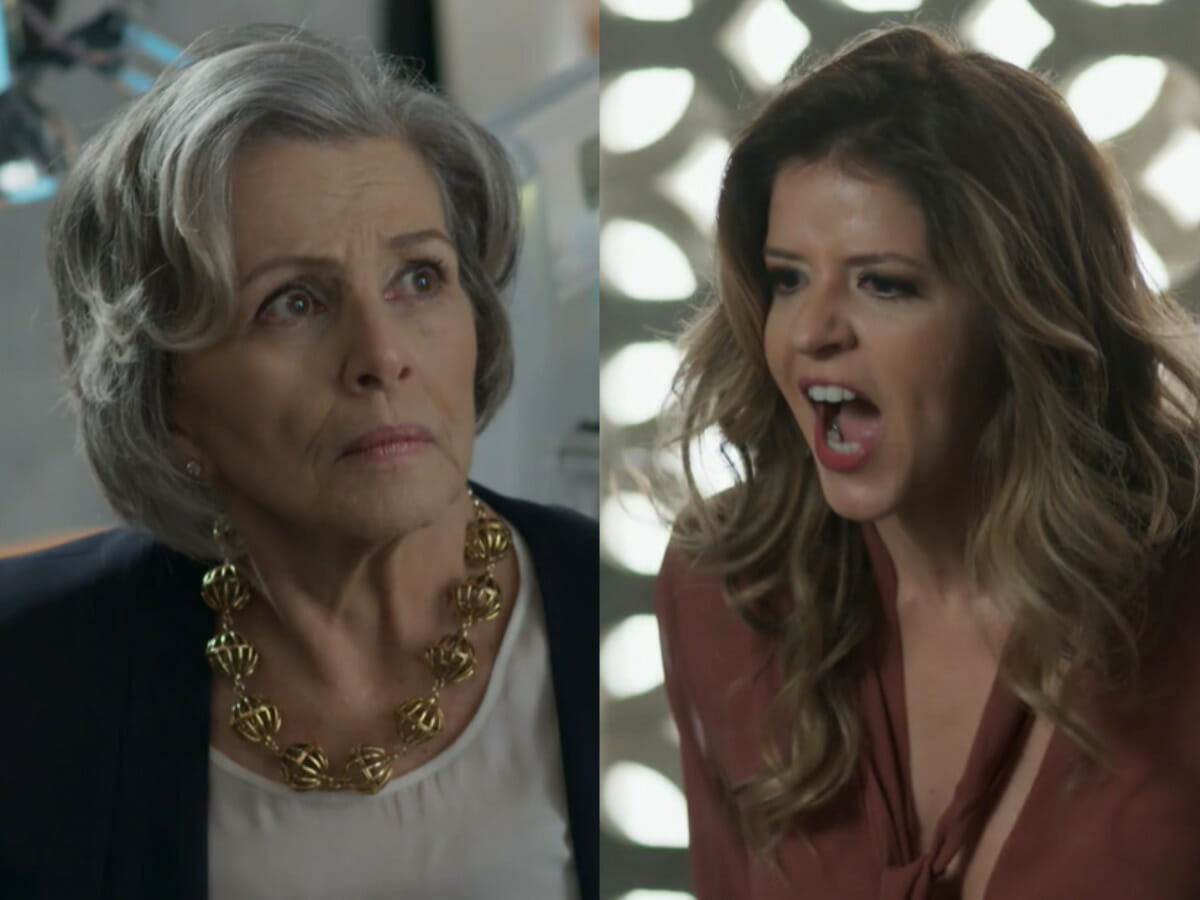 Sabine (Irene Ravache) e Maria Pia (Mariana Santos) em Pega Pega (Reprodução/Globo)