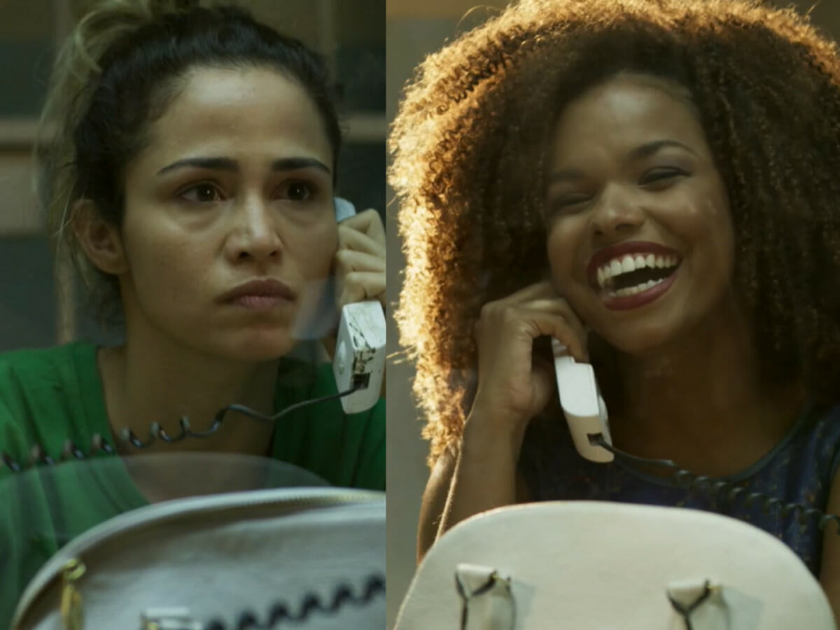 Sandra Helena (Nanda Costa) e Tânia (Jeniffer Nascimento) em Pega Pega (Reprodução/Globo)