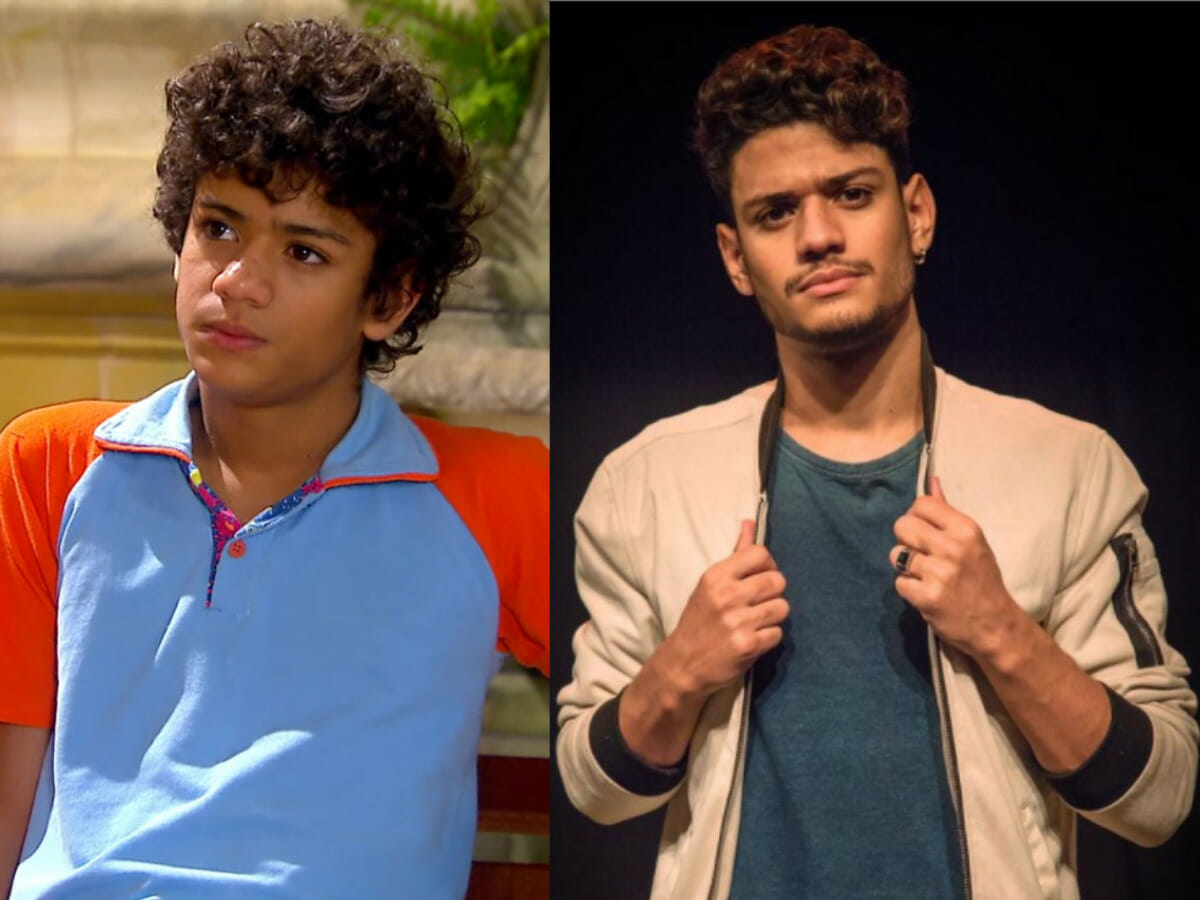 O ator Gabriel Santana em Chiquititas e atualmente (Reprodução/SBT/Instagram)